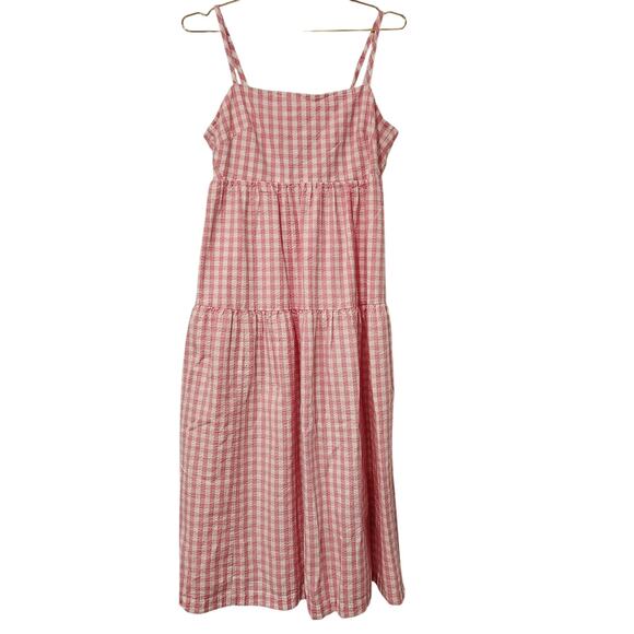 J. Crew gingham print cotton pink maxi dress size 14 - Picture 2 of 9